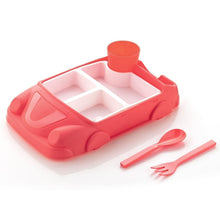 Kid's Car Shaped Plates Cup / Lunch Box Dinnerware (4 Pcs Set / 1000 ML Lunch Box) - justgrabit.in | Just Grab It