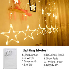 12 STARS CURTAIN STRING LIGHTS, WINDOW CURTAIN LIGHTS WITH 8 FLASHING MODES DECORATION FOR FESTIVALS - justgrabit.in | Just Grab It