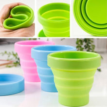 Round Silicone Foldable Glass / Cup, Foldable Travel Mug With Lid (1 Pc) - justgrabit.in | Just Grab It