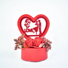 Romantic Heart - Shaped Love Couple Decorative Showpiece with Rose Base (1 Pc) - Justgrabit Inc.