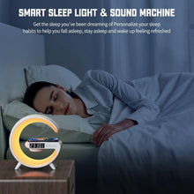 Smart Alarm Clock with G - Shape RGB Light Bluetooth Speaker, Wireless Charging (1 Pc) - justgrabit.in | Just Grab It