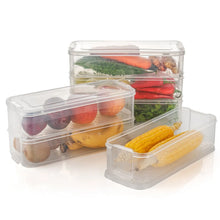 3 Fridge Storage Container, Fridge Organizer with Lid Stackable Fridge Storage Containers Plastic Freezer Storage Containers for Fish, Meat, Vegetables, Fruits, Pack of 3pcs, 1500ML Approx - Justgrabit Inc.
