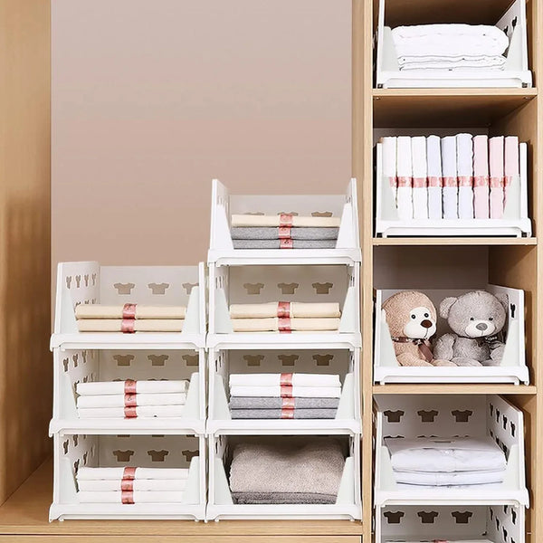 4 - Layer Stackable Foldable Storage Organizer Cart for Kitchen, Closet, Bedroom & Bathroom - Justgrabit Inc.