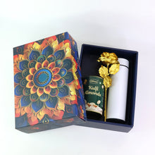 Effete Kulfi Almonds Gift Hamper, Golden Rose With Bottle (3 Pc Set), Mix Color - justgrabit.in | Just Grab It