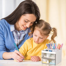 2 Layer 5 Compartment Desk Organizer with Transparent Drawer (1 Pc / 15×13×11 Cm) - justgrabit.in | Just Grab It