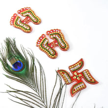 Decorative Laxmi Charan (Pagla) & Swastik Combo Set (3pc Set) - Justgrabit Inc.