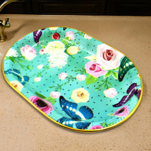Big Plastic Flower Printed Design Serving Tray (1 Pc / 35 x 24 CM / Mix Color) - justgrabit.in | Just Grab It