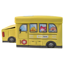 School Bus Shaped Portable Foldable Toy Box Storage with Lid (1 Pc) - justgrabit.in | Just Grab It