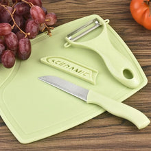 Plastic Kitchen Peeler - Green & Classic Stainless Steel 3 - Piece Knife Set Combo - Justgrabit Inc.