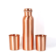 Copper Water Bottle 2 Glasses with Gift Box (3 Pcs Set) - justgrabit.in | Just Grab It