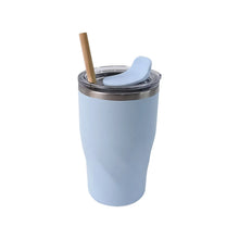 Stainless Steel Insulated Coffee Mug With Wooden Straw, Tumbler (350ml Approx) - Justgrabit Inc.