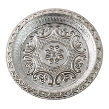 Traditional Silver Finish Plastic Pooja Thali (1 Pc) - justgrabit.in | Just Grab It