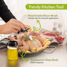 Clear Glass Oil Dispenser Bottle Integrated Silicone Basting Brush (250ml Approx) - justgrabit.in | Just Grab It
