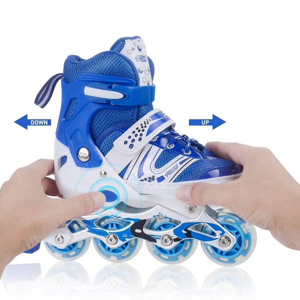 Inline Skates With Led Flashing Light Wheel With Adjustable Length Skate Premium High Quality Skates Pair (Roller Skate , Skating) - justgrabit.in | Just Grab It
