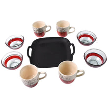 Healthy Choice Set Of 4pc Ceramic Cup And 4pc Glass Bowl With Plastic Plate (9 Pcs Set) - Justgrabit Inc.