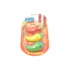 3D Fancy Colorful Chili Shape Erasers – Mini Novelty Eraser Set (3 Pc) - Justgrabit Inc.
