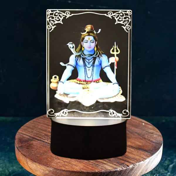Beautiful 3D Lord Shiva Frame with Soft White Light (1 Pc) - Justgrabit Inc.