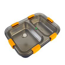 Stainless Steel Lunch Box 2 Section Lunch Box With Spoon - Justgrabit Inc.