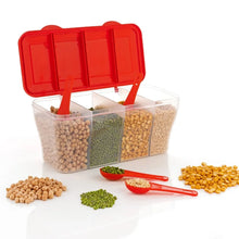 Kitchen Airtight 4 - Section Storage Container / Pickle Jar with 4 Spoons (1 Pc / Mix Color) - Justgrabit Inc.