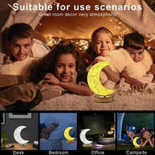 Crystal Table Lamp | Moon Shape Touch Control Lamp with 3 Color | Metal Bedside Lamp for Kids Bedroom Romantic Desktop Nightstand | Stepless Dimming USB Charging Touch Night Light - Justgrabit Inc.