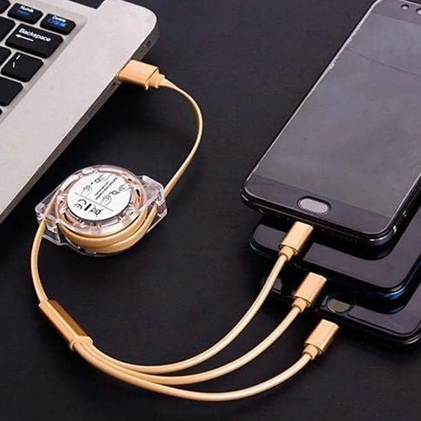 Retractable 3 - in - 1 Charger Cable for Phones & Android (1 Pc, Multi - USB) - Justgrabit Inc.
