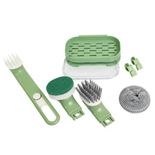 Dish Brush Set with Handle, Replacement Heads, Drain Tray in Kitchen (9 Pcs Set) - justgrabit.in | Just Grab It