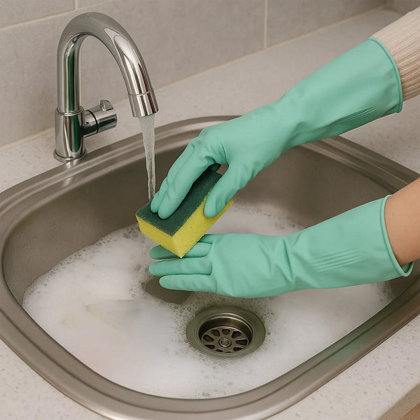 Long Cuff Multipurpose Rubber Cleaning Gloves (1 Pair, Mix Color) - justgrabit.in | Just Grab It