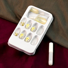 Glitter 3D Floral Press - On Artificial Nail Tips with Nail Glue fake nails (1 Set) - justgrabit.in | Just Grab It