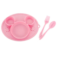 Silicon Micky Plate And 1 Spoon & 1 Fork Card Packing ( 1 Pc Product) - justgrabit.in | Just Grab It