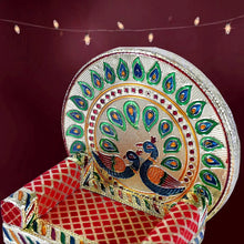 Meenakari Work Laddu Gopal Singhasan / Sihasan for Pooja Mandir Wooden Krishna Ladoo Bal Gopal Sofa Asan, Home Decorative Premium Look Decorative Singhasan Suitable For Home, Office, Restaurant (2 Pc Set) - Justgrabit Inc.