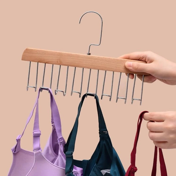 Space Saving 8 Hooks Wooden Hangers (1 Pc) - justgrabit.in | Just Grab It