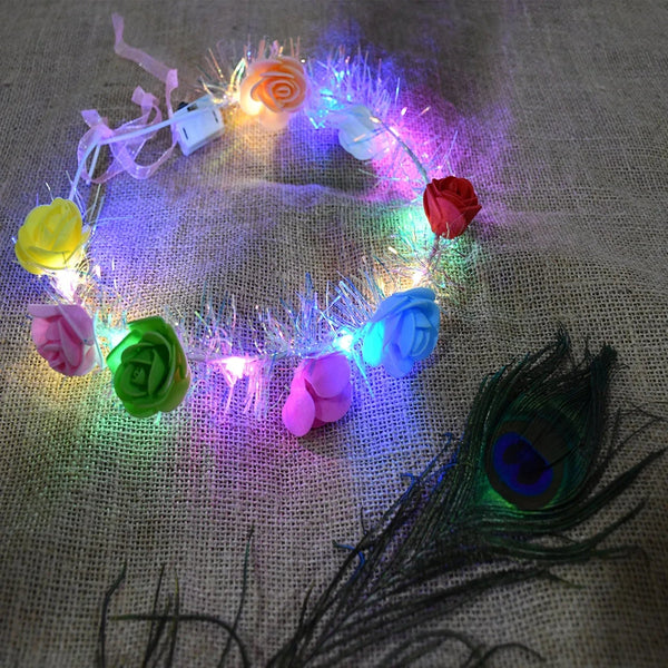 LED Flower Crown Headband – Multicolor Light - Up (1 Pc), Hair accessories - Justgrabit Inc.