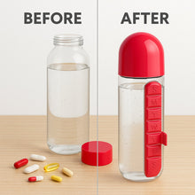 Water Bottle with Built - in 7 - Day Pill Organizer Approx 900ml (1 Pc) - justgrabit.in | Just Grab It