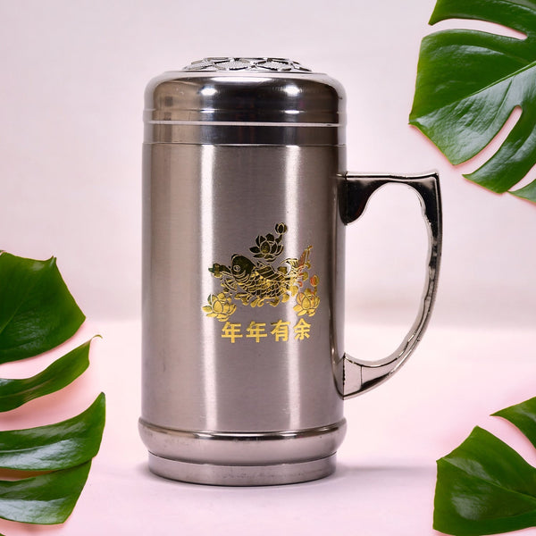 DOUBLE STAINLESS STEEL MUG BOTTLE FOR TRAVEL, HOME, OFFICE, SCHOOL 400ML, Tumbler - justgrabit.in | Just Grab It