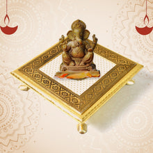 Golden - Square Pooja Chowki Patla / Bajot (20×20 CM / 1 Pc) - justgrabit.in | Just Grab It