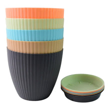 Round Plastic Flower Pot with Bottom Tray (5 Pcs Set / With Color Box) - justgrabit.in | Just Grab It