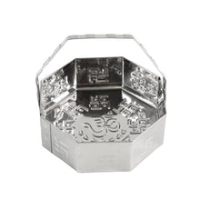 Traditional Stainless Steel Octagon Pooja Basket 1 Pc with Handle - justgrabit.in | Just Grab It
