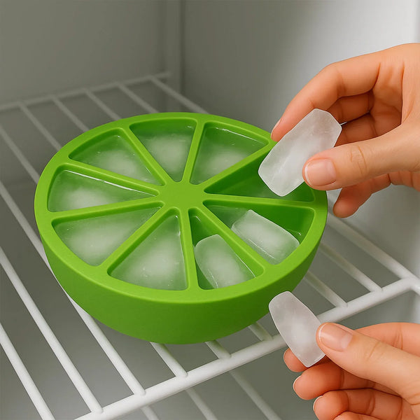 Lemon Shape Flexible Silicone Ice Cube Tray – 8 - Slot Round Ice Mold (1 Pc) - Justgrabit Inc.