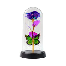 LED Preserved Rose with Colorful Butterfly in Plastic Dome (1 Pc & Mix Color) - Justgrabit Inc.