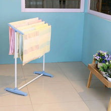 Multi - Functional Single Tier Mobile Towel Foldable Rack for Cloth and Towel / Stainless Steel and Plastic Made Mobile Towel and Cloth Rack Holder Indoor / Outdoor Standing Movable Cloth Dryer Rack, Balcony Cloth Drying Stand - Justgrabit Inc.
