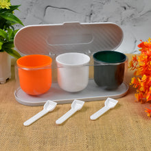 Home Kitchen 3 Grid Seasoning Spice / Masala Box Kit with Spoon (Multicolor / 1 Set) - justgrabit.in | Just Grab It