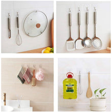 Self Adhesive Transparent Sticky Plastic & Stainless Steel Wall Hooks (10 Pcs Set) - justgrabit.in | Just Grab It
