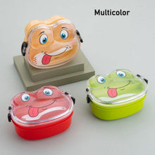 Double Layer Froggy Shape Lunch Box with Spoon (1 Pc / Mix Color) - justgrabit.in | Just Grab It