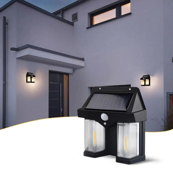 Outdoor Solar Wall Lamp Outdoor Waterproof High Quality Lamp Induction Garden Lamp Garden Villa Night Lamp Double Lamp Light (1 Pc) - Justgrabit Inc.