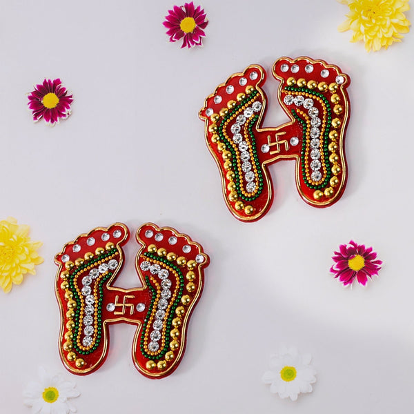 Decorative Laxmi Charan Paduka Sticker Set (Pack of 2 Pc) - justgrabit.in | Just Grab It