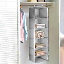 6 Shelf Hanging Closet Organizer, Space Saver, Sweater & Clothing Shelves, Breathable Material Keeps Away Dust & Odors, - justgrabit.in | Just Grab It