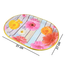 Medium Plastic Flower Printed Design Serving Tray (1 Pc / 31 x 21 CM / Mix Color) - justgrabit.in | Just Grab It