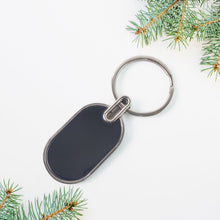 Elegant Black & Silver Oval Metal Keychain (1 Pc) - justgrabit.in | Just Grab It