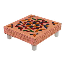 1 Pc Meenakari Wooden Chowki & Bajot Set: For Home & Office Puja (Multicolor) - Justgrabit Inc.