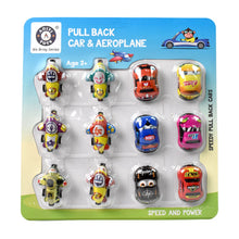 Mini Pull Back Car & Aeroplane PVC Plastic Pull Back Car Cartoon Toys (12 Pcs Set) - justgrabit.in | Just Grab It